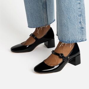 Larroude Black Patent Mary Jane Heels